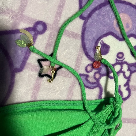 y2k vintage terry cloth green and pink juicy couture string bikini - Picture 3 of 6